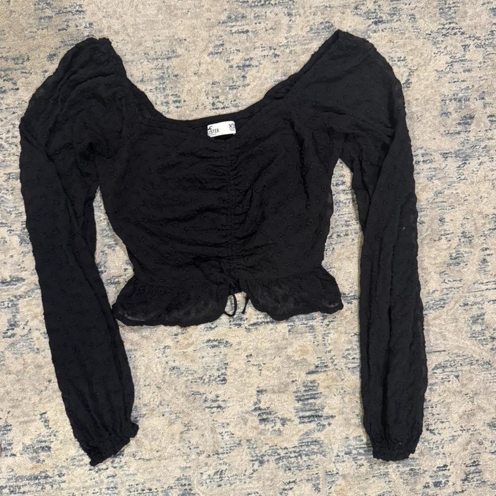 Hollister Elegant Black Ruched Blouse